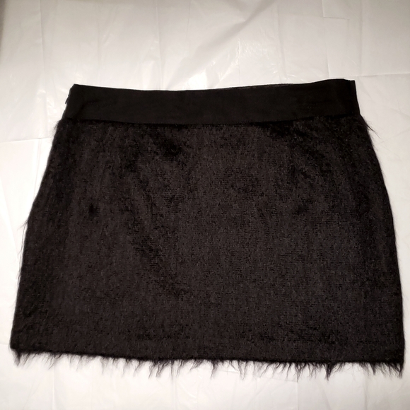 MILLY of New York New Mini Skirt Ribbon Waist Trim Wool Mohair BLACK Women's 10 - Picture 2 of 12